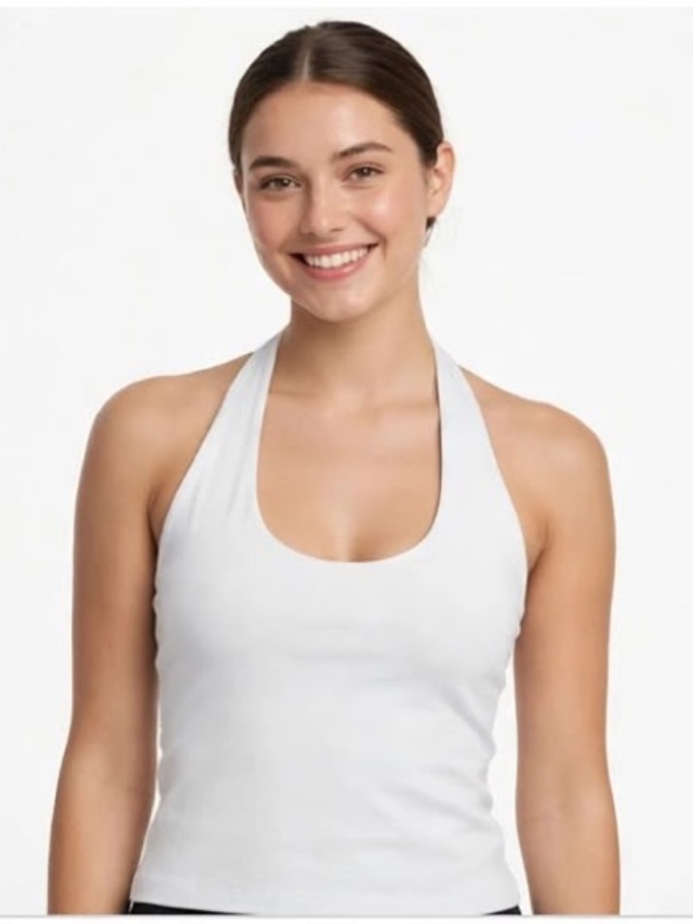 Pink Rose White Halter Tank Top